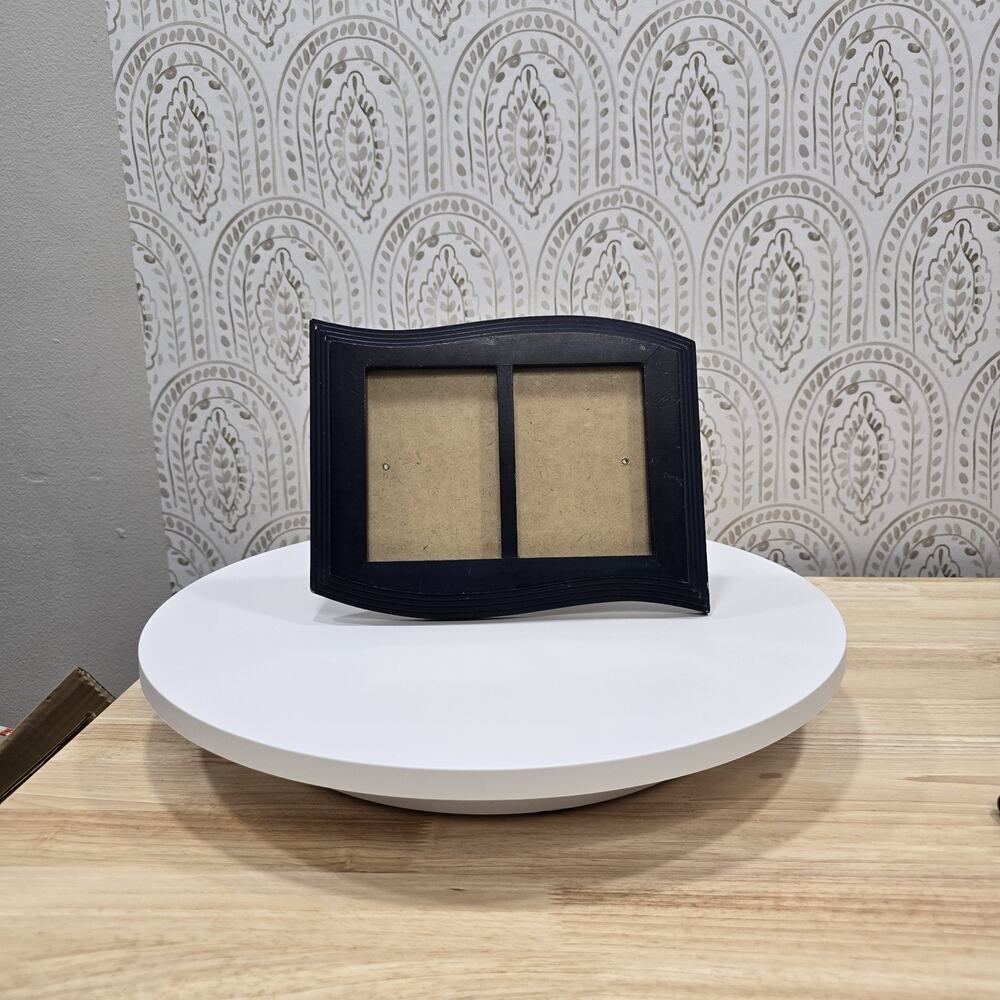 Navy Blue Wave Wooden Double Pane Painted Picture Frame Americana July 4 Decor
